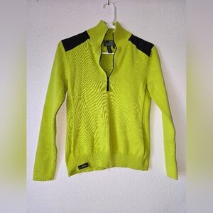 Lauren Ralph Lauren Top Womens Small Yellow Neon 1/4 Zip Activewear Pull…